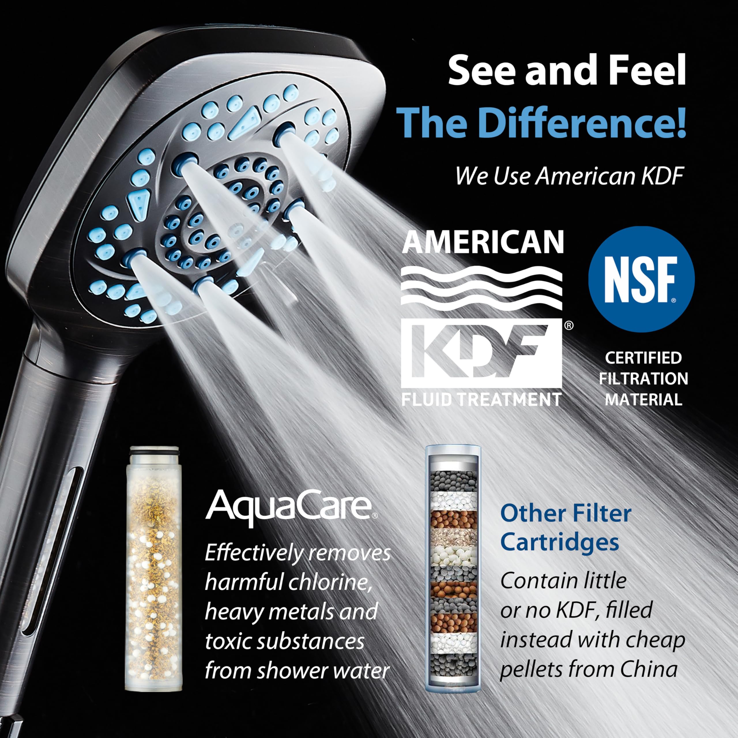 HOLISTIC　CURE　SHOWERHEAD AquaCare High Pressure 10 Spray Mode Filtered Showerhead